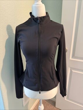 Women’s jacket with Peplum back Black Zip-Front Active Jacket